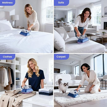 Mattress Vacuum Cleaner Powerful Vibration Cordless Sofa Bed Vacuum Cleaner with UV-C Light, Type-C Charging Port and LED Display, HEPA Filter, Versatile Handheld Vacuums for Bed, Couch, Crib, Carpets