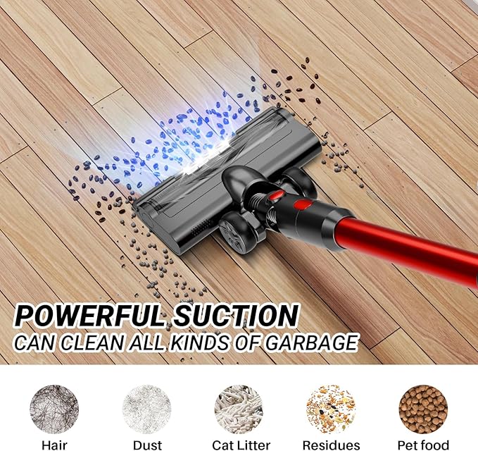 BSNAW Cordless Vacuum Cleaner for Home, 8-in-1 Lightweight Stick Vacuum with 45Mins Runtime, Powerful Suction, Anti-Tangle, Rechargeable Cordless Vacuum for Hardwood Floor Carpet Pet Hair, N501