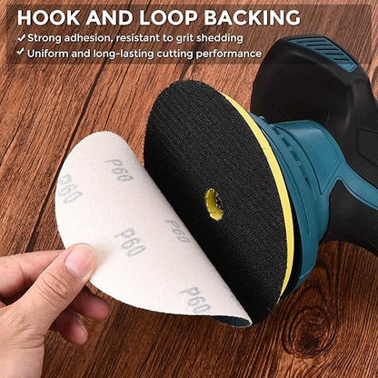 Kozelo 50 Pcs Sanding Discs 6 Inch 600 Grit Hook and Loop Orbital Sandpaper Suitable for Metal Wood Furniture DIY Grinding and Polishing, Green