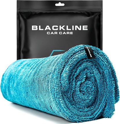 Blackline Car Drying Towel - 2ftx3ft XL-Popular Pick Among Detailing Pros -Aqua 1300 GSM Microfiber Accessory - Absorbs Over 8lbs of Water - Leaves No Streaks, Spots or Scratches - Dries an Entire Car