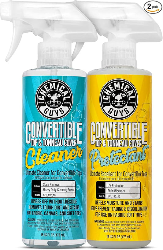 Chemical Guys Convertible Top Cleaner and Protectant Kit - Car Cleaning Spray, Safely Cleans, Restores, & Protects Fabric, Canvas, and Vinyl Convertible Tops, Repels Stains & Dirt, 16 oz, 2 Items