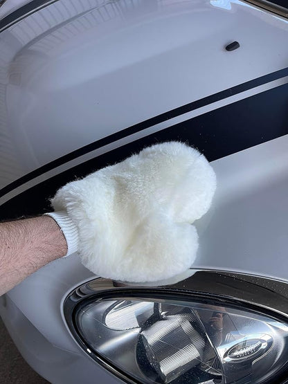 Tru Lamb Natural Lambskin Wool Car Wash Mitt - Large Sheepskin for Wet and Dry Applications and Painters (3)