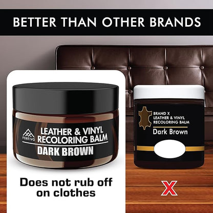 FORTIVO Leather Recoloring Balm, Color Restorer, Scratch Remover, Couch Paint and Repair, Leather Balm for Couches