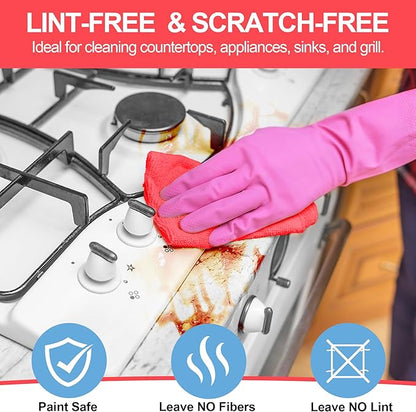 HOMERHYME Microfiber Cleaning Cloth, 24 Pack Cleaning Rags,12" X 11" Lint Free Dish Towels Wash Cloths, Reusable Microfiber Towels for Home and Kitchen Bathroom Apartment Cleaning Supplies, Assorted
