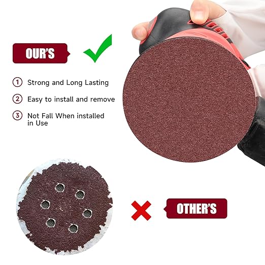 100 PCS 6 Inch Sanding Discs 320 Grit Hook and Loop Sandpaper, Round Orbital Sand Paper Discs for Sander