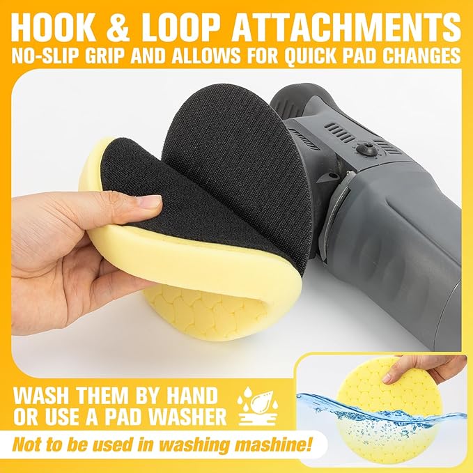 KUIMIT Yellow Polish Pad, Buffing Polishing Pads, 1Pc 5.5 Inch Face for 5 Inch 125mm Backing Plate Compound Buffing Sponge Pads for Car Buffer Polisher Compounding, Polishing and Waxing