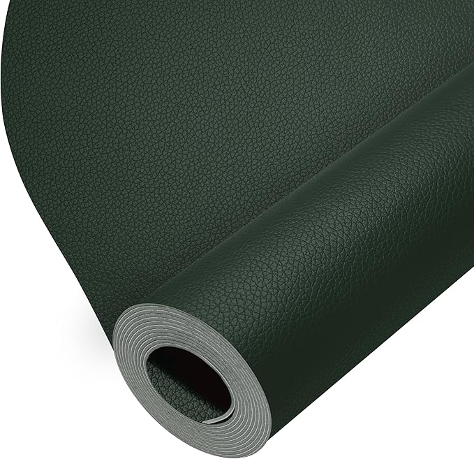 ONine Leather Repair Patch，Leather Repair Tape, 12 x 48 inches Leather Repair Patch for Furniture,Vinyl Repair kit，Leather Couch Patch，for Sofas, Furniture, Car Seats(Blackish Green-Litchi Grain)