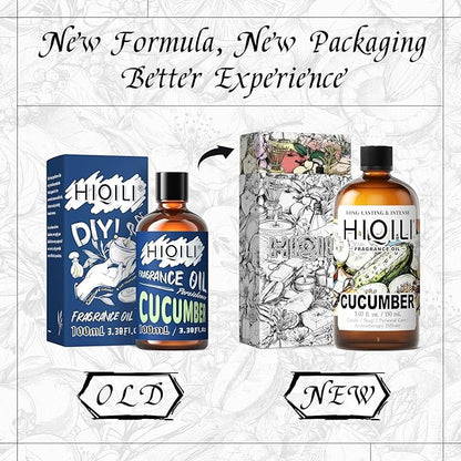 HIQILI Cucumber Fragrance Oil for Diffuser Use, Fresh Scents for DIY Soap, Body Spray, Candle Supplies for Candle Making - 5.07 Fl Oz