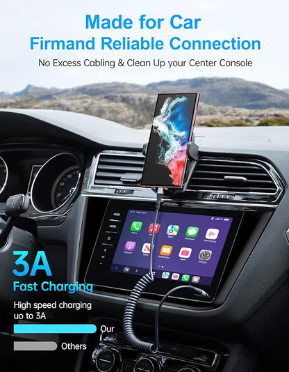 USB Type C Coiled Cable Fast Charging (3FT/5FT), 2Pack Android Auto Charging Cord for Car, Short USB A to USB C Charge Cable Compatible with iPhone 17/16/15/Pro Max/Samsung Galaxy S20 Note 10 and More