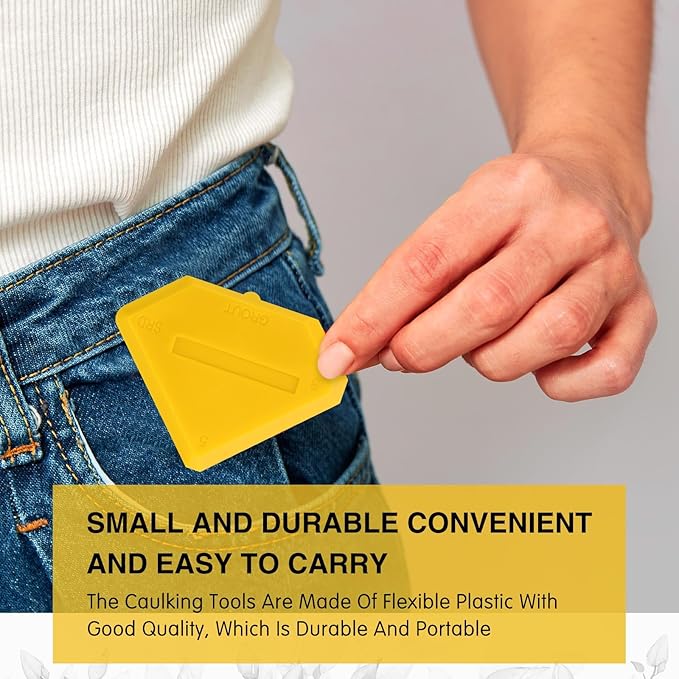 Outus 2 Pieces Caulking Tool Set Silicone Sealant Grout Tool for Kitchen Bathroom Floor Sealant Sealing(Yellow)