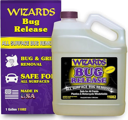 Wizards Bug Release - All Surface Bug Remover and Wash for All Vehicles - Softens and Neutralizes Acidic Bug Protein - Doubles as Spot Cleaner and Pre-Soak Car Cleaner - 1 Gallon