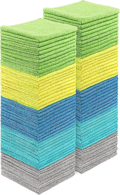 HOMEXCEL Shop Towels 100 Pack, Reusable Microfiber Towels for Cars, Bulk Multipurpose Microfiber Cleaning Cloths, Lint Free Cleaning Rags for Car, House and Kitchen, 11.5 x 11.5 inch
