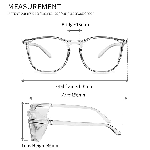 Alsenor Safety Glasses Anti Fog Goggles Protective Eyewear Blue Light Blocking Anti Dust UV Protection Glasses For Men Women (2 Pack(grey+transparent))