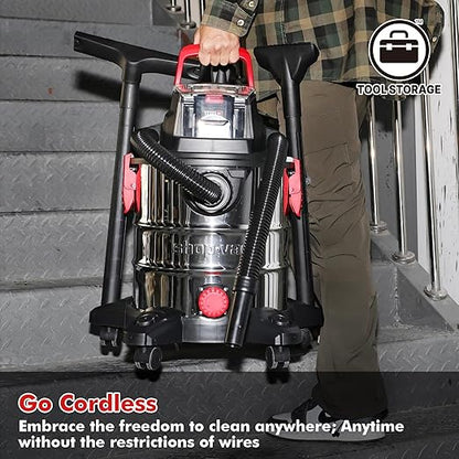 Shop-Vac 20V Wet/Dry Cordless Vacuum, 5 Gallon, 4.7 Peak HP, 10kPa Strong Suction & Blower, Portable Vacuum, 4.0A Battery Powered for Car, Home and Garage