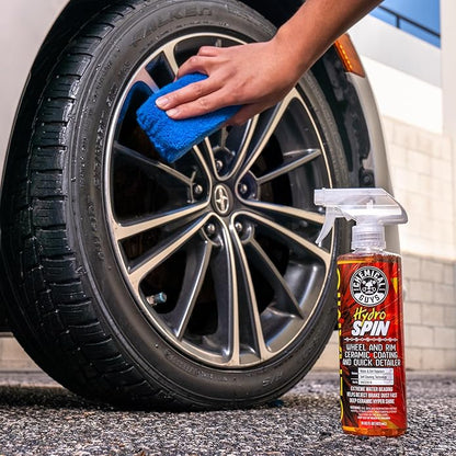 Chemical Guys HydroSpin Wheel & Rim Ceramic Coating and Quick Detailer Spray - 16 oz Spray Protects Wheels, Rims & Brake Parts with Hydrophobic Ceramic Shine - Safe for Cars, Trucks, SUVs, Motorcycles