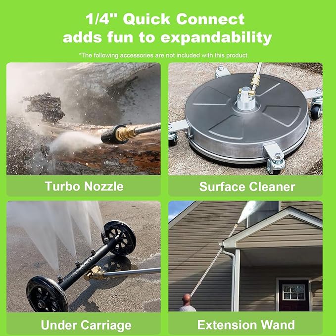 Pressure Washer Adjustable 5000PSI 4.0 GPM Power Washers Powered with 33ft Hose Reel, 4 Nozzle and Foam Cannon, Powerwashers Cleaner Machine for Home, Cars, Patio, Green