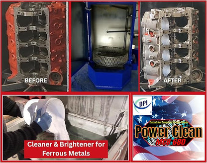 DPI Power Clean MCB 680, Auto Parts Cleaning Detergent, Metal Cleaner and Brightner Powder Concentrate, Formulated for Ferrous Metals.