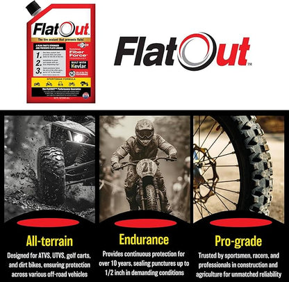 FlatOut Tire Sealant Sportsman Formula - Prevent Flat Tires, Seal Leaks, Contains Kevlar, 32-Ounce Bag, 1-Pack