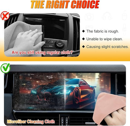 SuperKaKa Pink Car Screen Cleaner- Vehicle Touchscreen Microfiber Cleaning Cloth, Touch Screens Clean Wipes Cars Interior Accessories for Auto Dashboard Display (Pink)