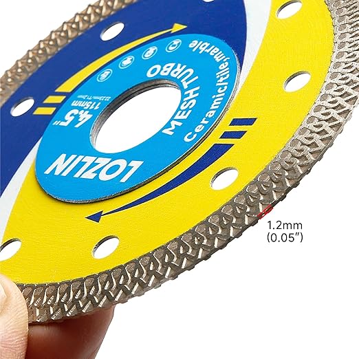 LOZLIN 3-Pack 4.5" Diamond Multi-Purpose Saw Blades - Heavy Duty Angle Grinder Discs for Cutting Marble/Quartz/Stone/Tile/Metal/Plastic (Blue Rippled, 3)