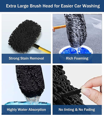 YeewayVeh Car Wash Brush Replacement Cover, Soft Microfiber Car Wash Mop Head Compatible with 15° Curved Pole Long Handle Cleaning Brush Mop, Yellow