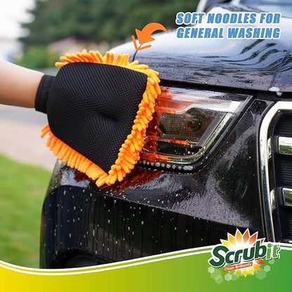 SCRUBIT 2 Pack Car Wash Mitt – Scratch-Free Car Sponges for Washing, Dual Sided Wash Mitts for Car Washing - Premium Car Washing Sponge for Cars, Trucks, and Boats
