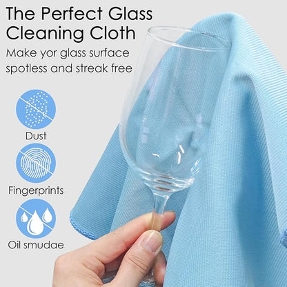 24 Pack Microfiber Glass Cleaning Cloth 16 Inch X 16 Inch Polishing Cloths Glass Cleaning Towel Lint Free Cloth for Cleaning Windows, Glasses, Mirrors, Windshields, Stainless Steel