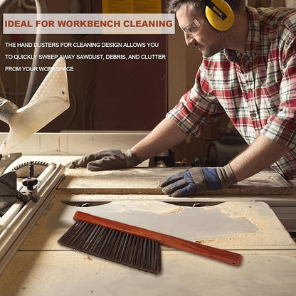 Hand Broom Counter Brush with Wood Handle Soft Bristle Dusting Brush for Car Furniture Bed Sofa Piano Guitar