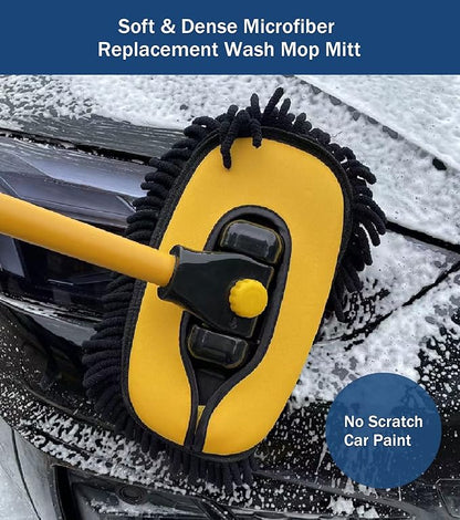YeewayVeh Car Wash Brush Replacement Cover, Soft Microfiber Car Wash Mop Head Compatible with 15° Curved Pole Long Handle Cleaning Brush Mop, Yellow