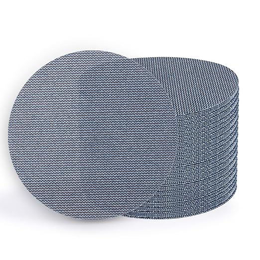 5 Inch 50 PCS Premium Ceramic Mesh Sanding Discs 120 Grit, Dust Free Hook and Loop Round Anti-Clogging Sandpaper Disc for Random Orbital Sander
