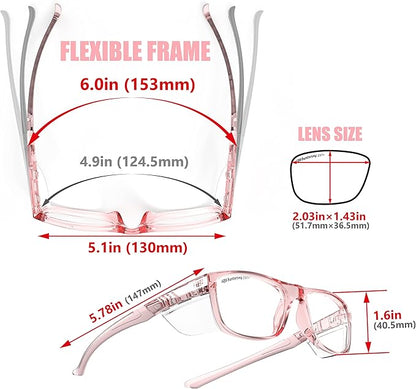 HTS HUNTERSKY TR90NZZ Safety Glasses with Side Shield Small Size Women Men ANSI Z87 Anti Fog Scratch Resistant Lab Pickleball