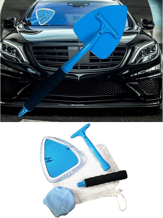 Pro Glass Windshield Cleaner Tool, Kit - Extendable 20" Handle, Pivoting Head, Detailing Autos with 2 Reusable Lint Free Microfibers, Storage Bag for Auto Windshield, Cars, Trucks, RV's