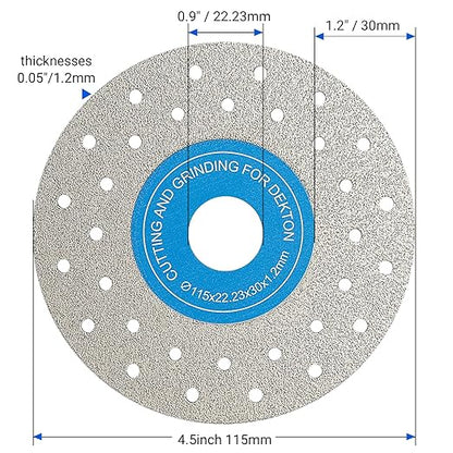 LOZLIN 3PCS 115MM Vacuum Brazed Ultra-Thin Multi-Pore Flat Abrasive Sheet Disc for Porcelain Glass Ceramic Tile Granite Marble Diamond Saw Blade (Blue and White, Porous, 3)