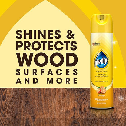 Pledge Enhancing Polish, Wood & Furniture Spray, Orange Scent, 9.7oz (Pack of 3)