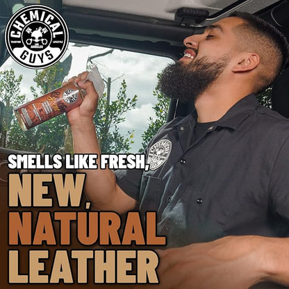 Chemical Guys Leather Scent Premium Air Freshener & Odor Eliminator – Car Air Freshener Leather Scent– Eliminates Odors and Refreshes Cars, Trucks, SUVs and RVs, 16 oz