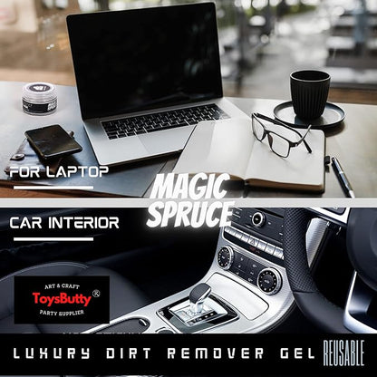 MAGIC SPRUCE Cleaning Gel for Car Interior, Universal Car Cleaning Kit With Mint Scented Luxury Silver Cleaning Gel Putty Reusable, Non-Water Keyboard Cleaner for Laptop Dust Cleaning in Containers