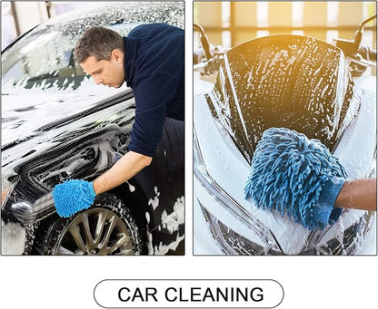 BBTO 5 Pieces Car Wash Mitts Chenille Microfiber Wash Mitts Double Sided Scratch-Free