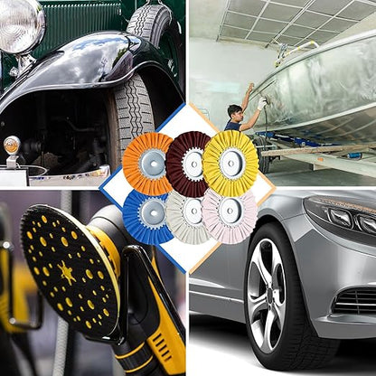 Amylove 8 Inch Airway Buffing Wheels Aluminum Wheel Polishing Kit in Diameter 5/8 Inch Arbor Hole, Polishing Compound and Metal Polish Kit for Angle Grinder(Vibrant Color,12 Pcs)