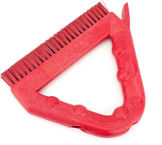 SPARTA Plastic Commercial Grout Brush, Triangle-Shaped Scrub Brush with Scraper and Two Threaded Holes for Attaching Handle (Sold Separately), 9 x 7 x 7 Inches, Red