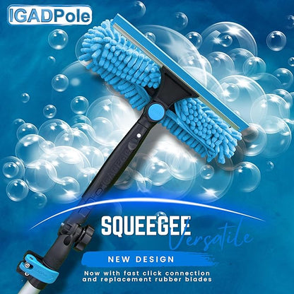 IGADPole 24 FT Water-Fed Washing Kit with Soap-Dispenser, Brush, 10″ Squeegee & Cobweb Duster for Windows, Gutters, Solar Panels & Exterior Walls