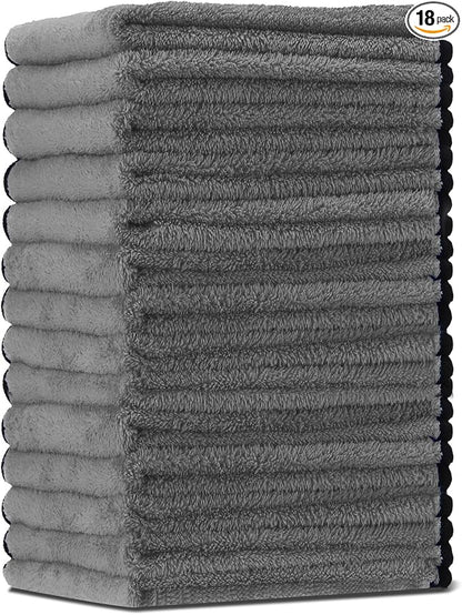 Tallew 18 Pcs Microfiber Towels 16 Inch x 16 Inch Microfiber Cloth Car Drying Towels for Cars Washing Polishing Office Windows Cleaning Household Supplies (Gray)