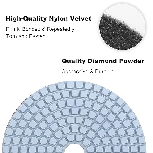Waies 11 PCS 4 Inch Diamond Polishing Pads Kit Wet/Dry 50-10000 Grit for Concrete Stone Edge Granite Tile Marble Rock Countertop Quartz for Drill Grinder Polisher