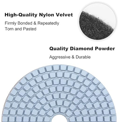 Waies 11 PCS 4 Inch Diamond Polishing Pads Kit Wet/Dry 50-10000 Grit for Concrete Stone Edge Granite Tile Marble Rock Countertop Quartz for Drill Grinder Polisher