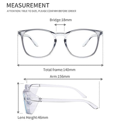 Alsenor Safety Glasses Anti Fog Goggles Protective Eyewear Blue Light Blocking Anti Dust UV Protection Glasses For Men Women (2 Pack (Blue + Clear))