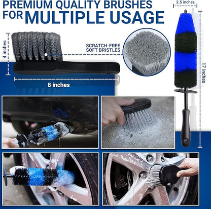 Cuoreca 31pcs Car Detailing Kit Interior and Exterior Cleaner, Car Cleaning Kit with Professional Car Detailing Brush Set, Car Wash Kit and Auto Detailing Kit. Reusable, Perfect for Cars and Bikes