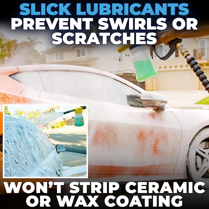 Ultra Foam & Power Foaming Car Wash Soap (16 oz) - Pressure Washer Foam Cannon Car Soap Shampoo - Made for Cars, Trucks, Motorcycles, RVs & More (Apple Scent) - Incl 2 Microfiber Towels