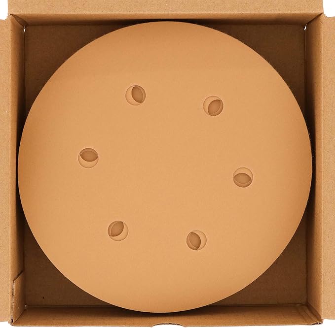 Dura-Gold Premium 3000 Grit 6" Gold Sandpaper Discs, 6 Hole Pattern Dustless, Box of 24 - Hook & Loop Backing for DA Sander, Detailing Finishing Color Sanding Automotive Paint, Woodworking Wood, Metal