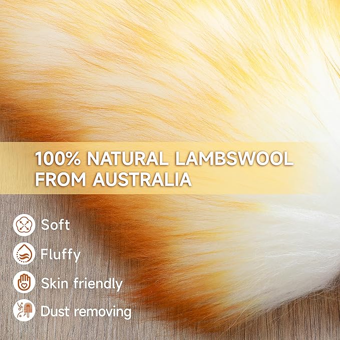 ONESIMUS 2 Pack Lambswool Dusters Fluffy Handheld Natural Feather Duster, 11 inch Washable Reusable Wool Dusters with Solid Wooden Handle for Cleaning Ceiling Fan, Interior, & Car etc