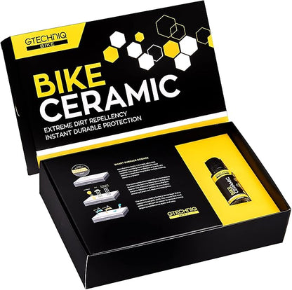 Gtechniq Bike Ceramic Kit, 4-Piece | Includes Frame Prep Spray, Ceramic Protector, Applicator and Microfiber Cloth, Extreme Dirt Repellent, Chemically-Bonding Coating, Up to 2 Years Protection