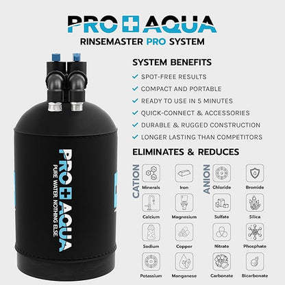 PRO+AQUA RinseMaster Pro |Portable Spotless 3,100 Gallon Deionizer Spot-Free System for Car & RV Wash, Auto Detailing, High Capacity Spotless Rinse for All Vehicles, Trailers, Motorcycles, Boats